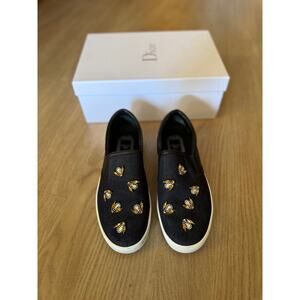 Dior Bee Embellished Denim Slip On Sneakers